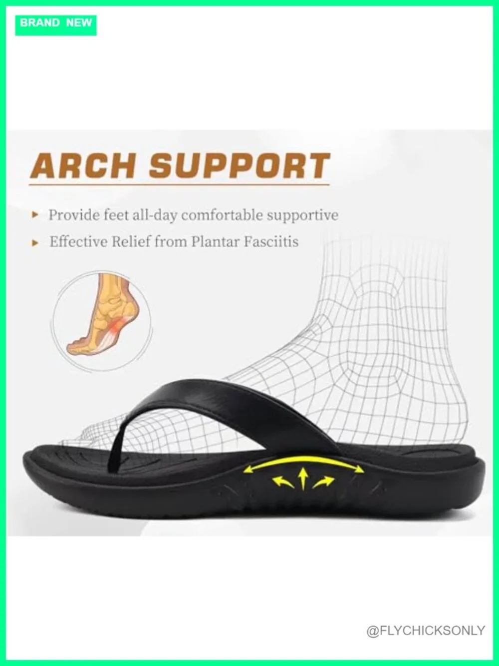 Orthotic Arch Support Yoga Mat Flip Flops Non-Slip Thong Sandals
